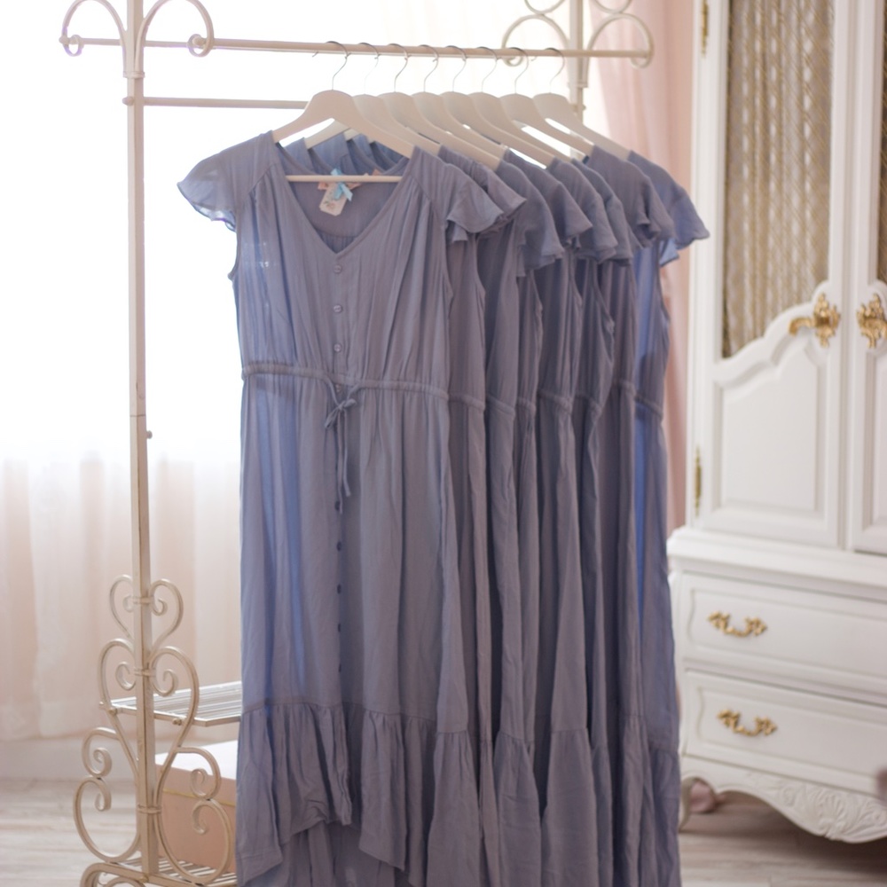 Light Blue High-Low Button-Front Dress - Picture 11 of 14